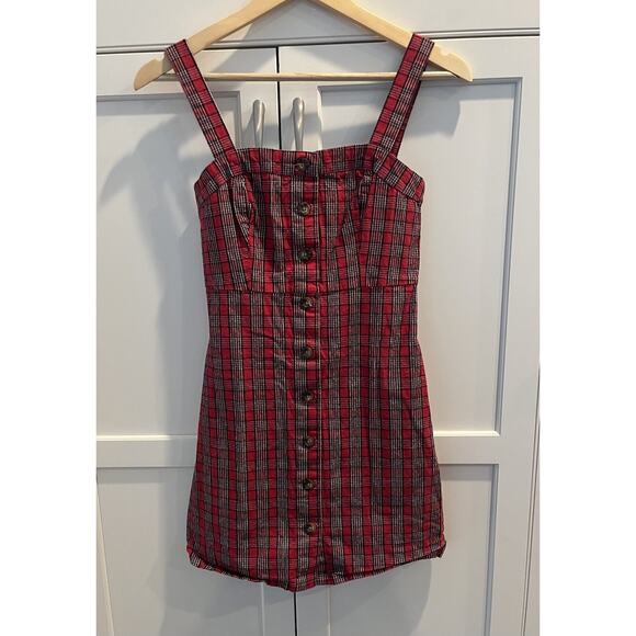 Hollister Dresses & Skirts - Hollister Black & Red Plaid Cotton Dress Women's size XS